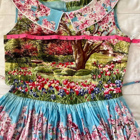 Bernie Dexter Rare Cherry Blossom Peter Pan Collar Dress Medium - Picture 3 of 4